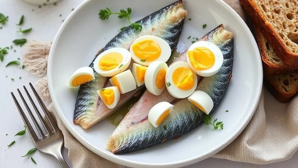 Matjessill med brynt smör och hackat ägg