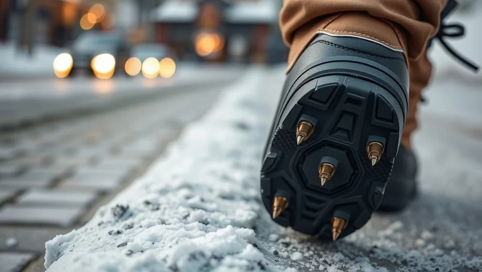 Skor med utfällbara broddar dam